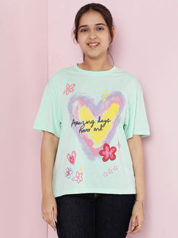 Lil Tomatoes - Green Girls Cotton Half Sleeve Printed T-Shirt