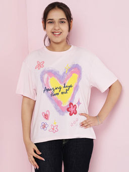 Lil Tomatoes - Pink Girls Cotton Half Sleeve Printed T-Shirt