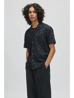 TERRA LUNA - Palawan Moon Print Black Casual Shirt
