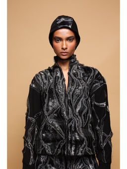 SOMYA GOYAL - Hand Wave Bomber Jacket - Black