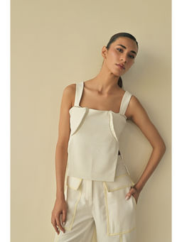 SOMYA GOYAL - Contour 3D Slit Top - White