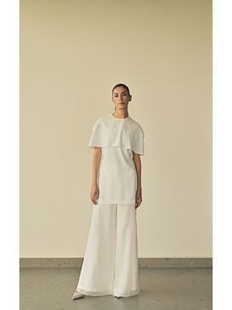 SOMYA GOYAL - Embroidered Cape Top - White