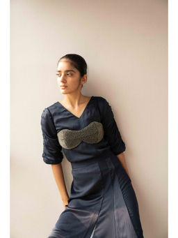 SOMYA GOYAL - Back Scrunch Top - Navy Blue