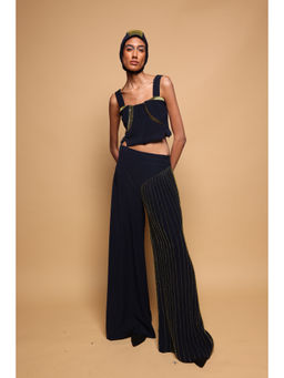 SOMYA GOYAL - Eclipse Pinstripe Casual Trousers - Black