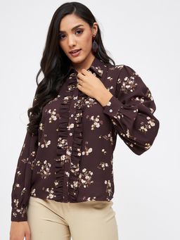 Kibo - Brown Polyester Top