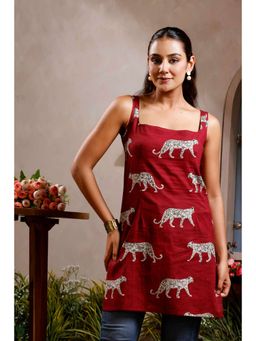 Rimeline - Women Animal Printed Square Neck Pure Cotton Kurti