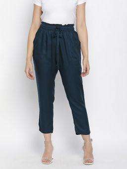 Oxolloxo - Palonic Sloid Blue Women Elasticated Pant