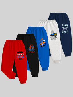 Kuchipoo - Cotton Blend Multi-Color Graphic Pyjamas (Pack of 5)