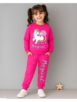 Kuchipoo - Cotton Blend Pink Printed Sweatshirt with Joggers
