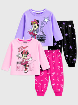 Kuchipoo - Cotton Blend Multi-Color Printed Tshirts with Pyjamas (Pack of 4)