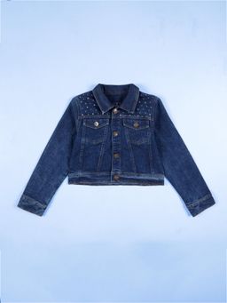KiddoPanti - Denim Navy Blue Solid Jacket