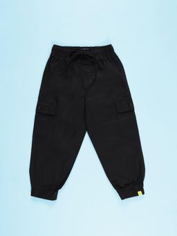 KiddoPanti - Cotton Black Solid Joggers