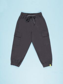 KiddoPanti - Cotton Grey Solid Joggers