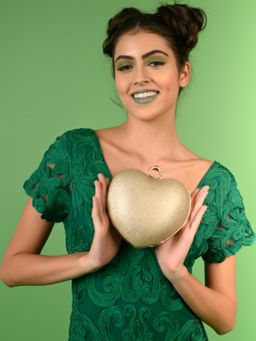 Odette - Gold Heart Shaped Structured Clutch