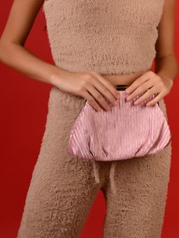 Odette - Pink Crushed Silk Clutch Bag