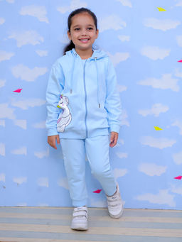 The Mom Store - Cool Unicorn Blue Zipper Hoodie & Sweatpant (Set of 2)