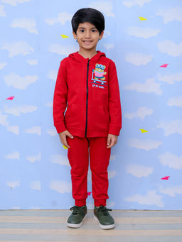 The Mom Store - Zip Zip Boom Red Zipper Hoodie & Sweatpant (Set of 2)