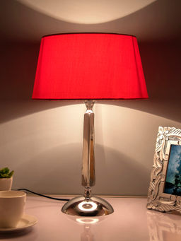 Homesake - Cubist Chrome Lamp With Red Shade