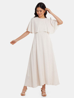 Zink London - Womens White Polka Dots Maxi Dress