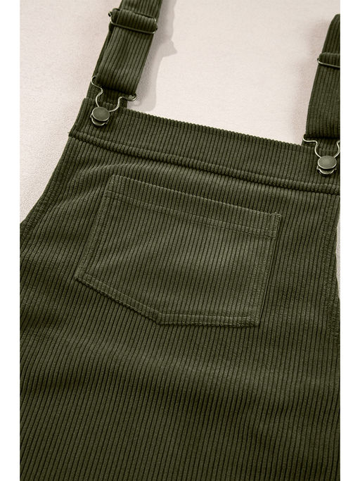 Buy PARTIQ Green Solid Front Pockets Sleeveless Corduroy Overall Dress (L)  Online