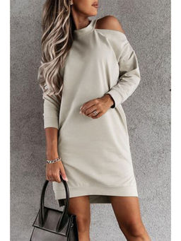 PARTIQ - Off White Single Cold Shoulder T-Shirt Dress