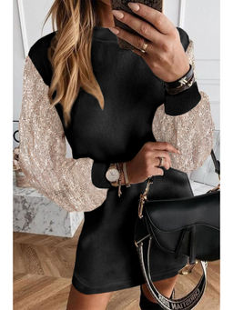 PARTIQ - Black Sequin Shift Mini Dress