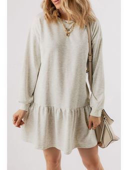 PARTIQ - Grey Solid Ruffle Hem Mini Dress