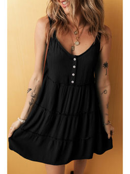 PARTIQ - Black Frilly Tiered Sleeveless Dress