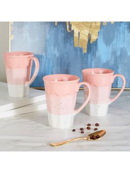 HomeTown - Emilia Ceramic Coffee Mug 370Ml Set Of 3 In Dusky Pink Colour