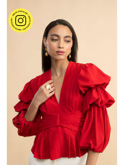 Clothes on my mind - Fall In Love Red Balloon Sleeve Top