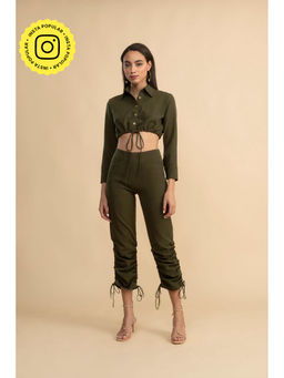 Clothes on my mind - Classic Olive Draw String Co-ord Set