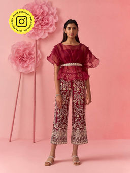 Clothes on my mind - Twin Red Top & Pants with Belt (Set of 3)