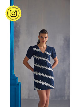 Clothes on my mind - Lace Summer Short Dress - Blue