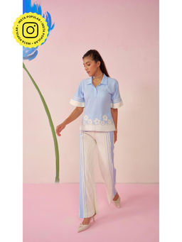 Clothes on my mind - Orchid Applique Blue Co-Ord (Set of 2)