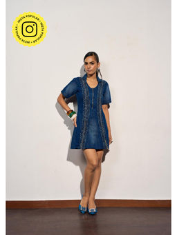 Clothes on my mind - Blue Chain Detail Commercial Hit Dress