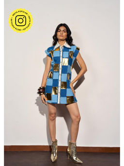 Clothes on my mind - Blue Checked Cinema Love Dress