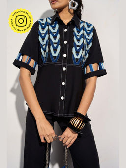 Clothes on my mind - Black Denim Detail Marilyn Shirt