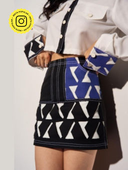 Clothes on my mind - Womens Black Colourblock Mini Filmfare Skirt