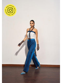 Clothes on my mind - Womens Blue Embellished Spotlight Pant
