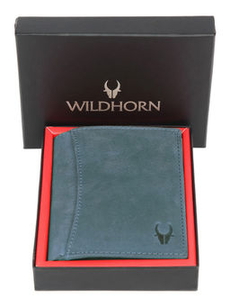 WILDHORN - Top Grain Portrait Leather Blue Wallet for Men