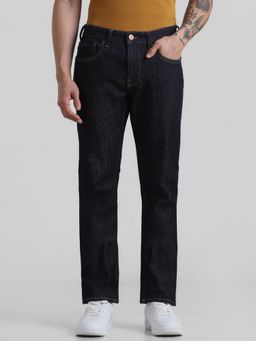Jack & Jones - Navy Blue Clark Regular Fit Low Rise Stretch Jeans