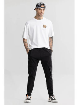 Snitch - Black Plain Relaxed Casual Cargo Pant