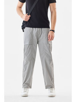 Snitch - Grey Solid Straight Casual Cargo Pant with Belt