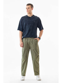 Snitch - Olive Solid Straight Casual Cargo Pant with Belt