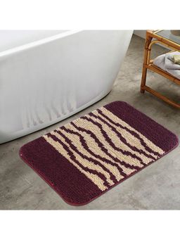 OBSESSIONS - Printed Anti-Skid Polyester Bath Mat, Burgundy