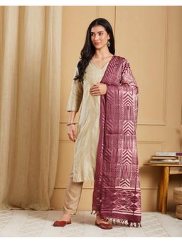 Fabindia - Women Wine Silk Tie and Dye Dupatta