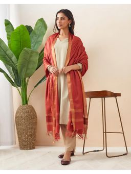 Fabindia - Women Red Silk Blend Dupatta