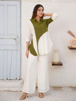 GULABI DORI - Women Moss Green Cotton Slub Co-Ord Set