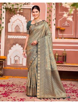 SATRANI - Green Weaving Tassels Silk Saree With Unstitched Blouse
