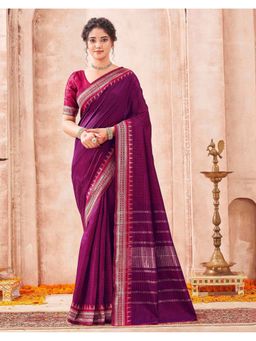 SATRANI - Purple Weaving Silk Saree With Unstitched Blouse